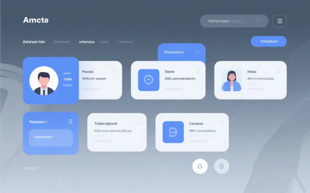 手机屏幕上的社交话题与内容卡片布局，干净现代的网页视觉